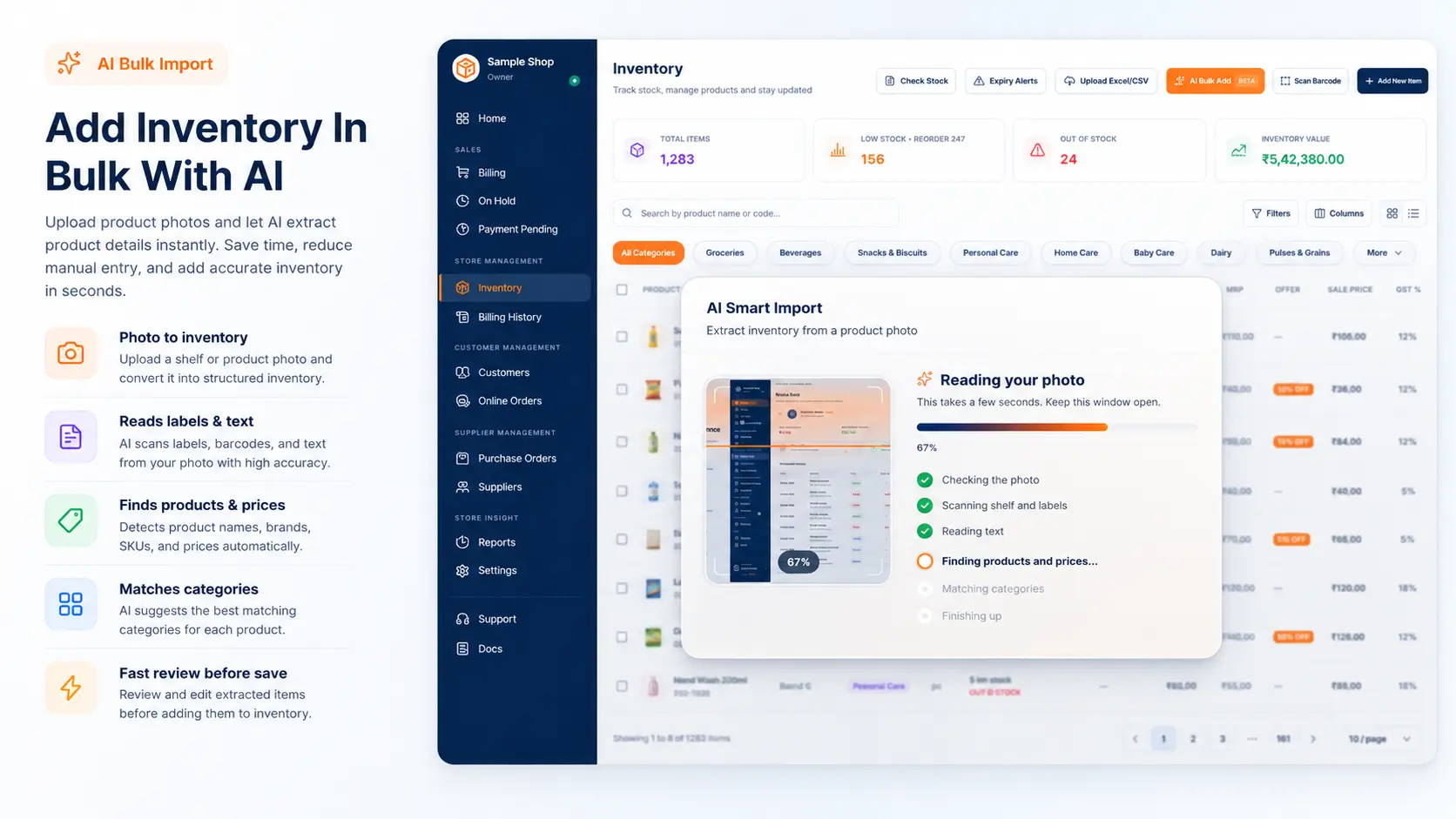 AI Bulk Add reading a product photo
